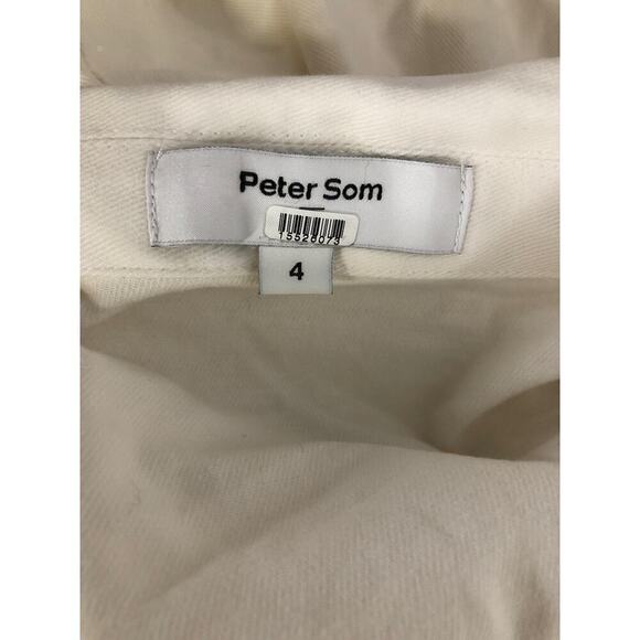 Peter Som  Button Romper Belted Collared Full Zip Denim White Size 4 - Picture 5 of 8